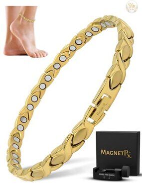 Magnetic Anklet Bracelet for Women - 34 Neodymium Magnets, Titanium, One Size